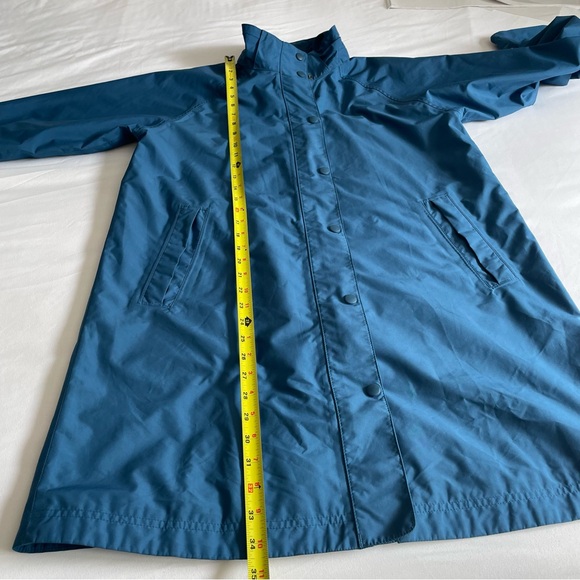L.L. Bean Teal Blue Longline Raincoat Interior Pockets No Hood - Picture 17 of 17